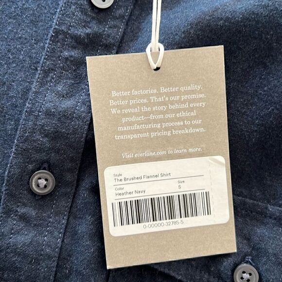 NWT Everlane Men’s The Brushed Flannel Shirt in Navy Size S - Picture 4 of 9